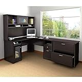 Bush Furniture Cabot L Shaped Desk with Hutch and Lateral File Cabinet...
