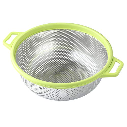 HiramWare Stainless Steel Colander With Handle and Legs, Large Metal...