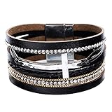Women Cross Bracelets Jewelry - Leather Bracelet Bangle with Cross...