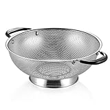 18/8 Stainless Steel Colander, Easy Grip Micro-Perforated 5-Quart...