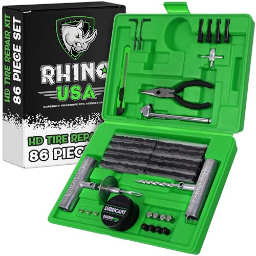 Rhino USA Tire Plug Repair Kit (86-Piece) Fix Punctures & Plug Flats...