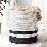INDRESSME Tall Cotton Rope Basket - Woven Storage Basket - Large...