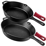 Pre-Seasoned Cast Iron Skillet 2-Piece Set (10-Inch and 12-Inch) Oven...