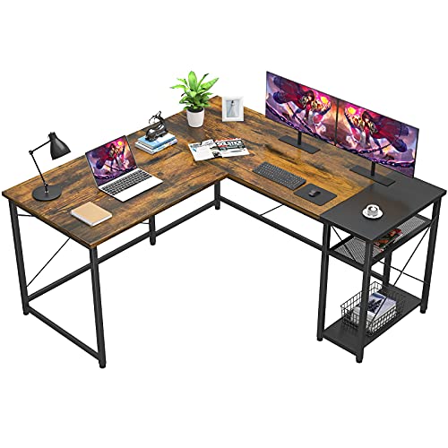 Foxemart L-Shaped Computer Desk, Industrial Corner Desk Writing Study...