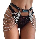 Victray Punk Black Waist Chain Belt Leather Layered Belly Body Chains...