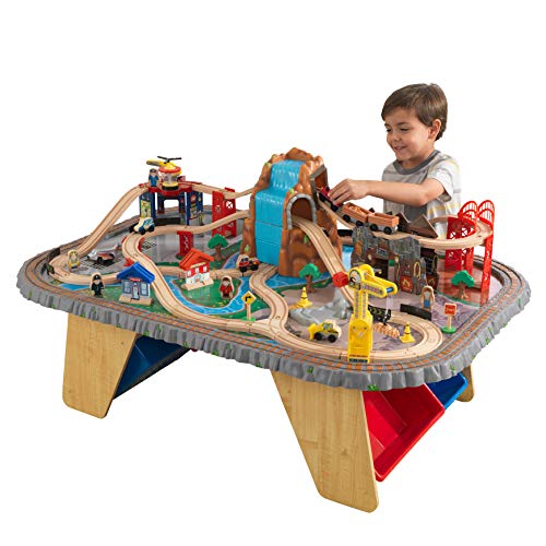 KidKraft Waterfall Junction Wooden Train Set & Table with 4 Storage...
