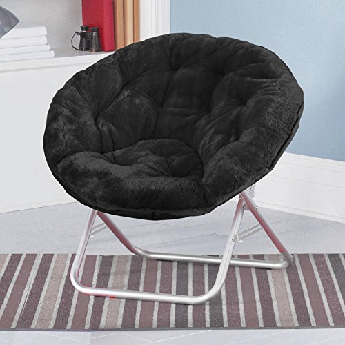 Mainstay Faux-Fur Saucer Chair, Multiple Colors (Black)