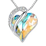 Leafael Infinity Love Heart Pendant Necklace, April Birthstone Crystal...