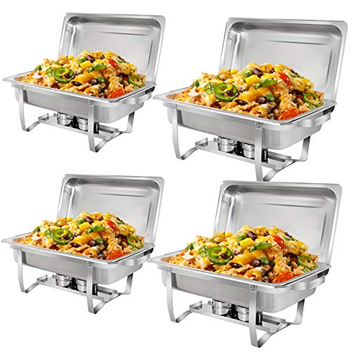 SUPER DEAL 8 Qt Stainless Steel 4 Pack Full Size Chafer Dish w/Water...