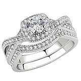 FlameReflection infinity engagement ring Halo Round Cz Stainless Steel...