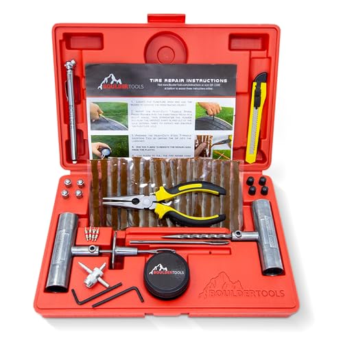 Boulder Tools Heavy Duty Tire Repair Kit - Flat Tire Puncture Repair...