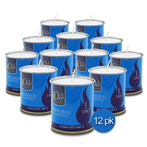 1 Day Yahrzeit Candle - 12 Pack - 24 Hour Kosher Yahrtzeit Memorial...