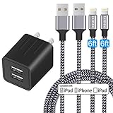 iPhone Charger, JAHMAI Lightning Cable Nylon Braided Fast Charging...