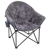 ALPHA CAMP Plush Moon Saucer Chair with Carry Bag - Supports 350 LBS,...