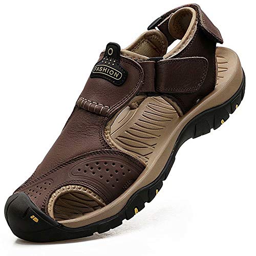 VISIONREAST Mens Leather Sandals Outdoor Hiking Sandals Waterproof...