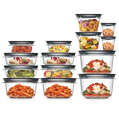 Rubbermaid 28-Piece Clear/Grey Food Storage Containers, Premium Snap...