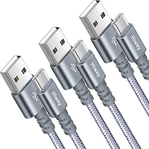 USB Type C Cable,Hiway 3Pack 6FT USB-A 2.0 to USB-C Fast Charger Nylon...