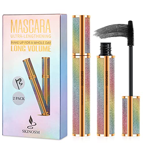 2 Pack Mascara Black Volume and Length Lasting All Day, 4D Silk Fiber...