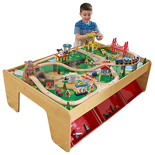 KidKraft Waterfall Mountain Wooden Train Set & Table with 120 Pieces,...