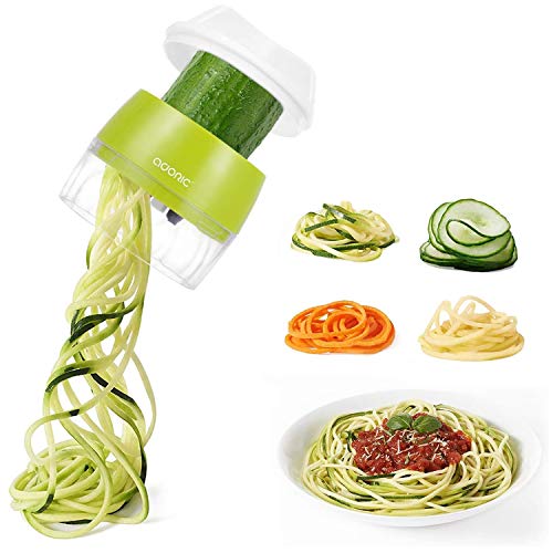 Handheld Spiralizer Vegetable Slicer, Adoric 4 in 1 Heavy Duty Veggie...