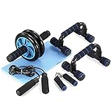 TOMSHOO AB Wheel Roller Kit with Push-Up Bar, Knee Mat, Jump Rope and...