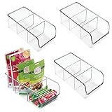 mDesign Plastic Food Storage Bin Organizer with 3 Compartments for...