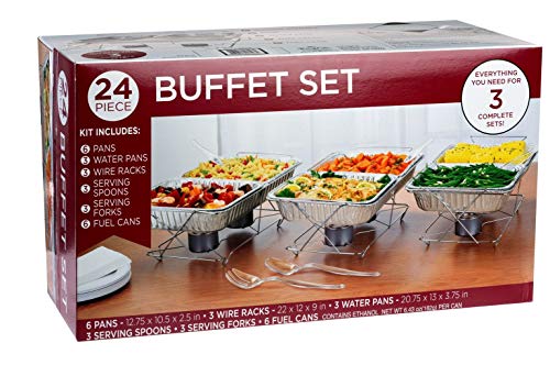 24 Piece Party Serving Kit Includes Chafing Dish Buffet Set and...