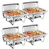 4 Pack Chafing Dish Buffet Set 8 Qt Stainless Steel Complete Chafer...