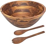 AIDEA Salad Bowls, Wooden Salad Bowls with Salad Spoon and Fork 12.5'