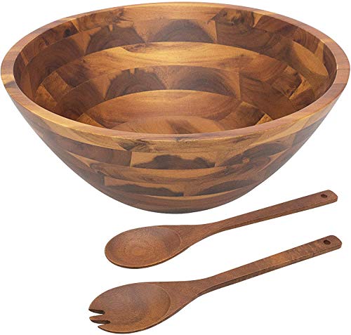 AIDEA Salad Bowls, Wooden Salad Bowls with Salad Spoon and Fork 12.5'