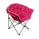 Folding Saucer Moon Chair Short Plush Faux Fur Padded Club Seat (Pink)