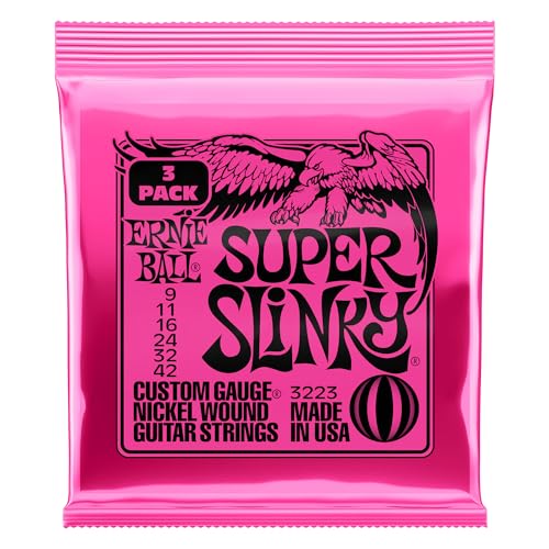 Ernie Ball Super Slinky Nickel Wound Electric Guitar Strings 3 Pack -...