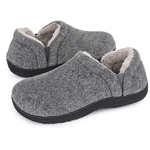 LongBay Men's Slippers Felt Warm Bedroom House Shoes Slip-On Memory...