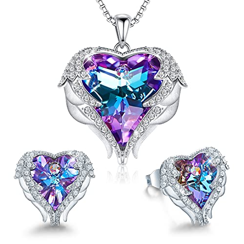 CDE Angel Wing Heart Jewelry Sets Gift for Women Pendant Necklaces and...