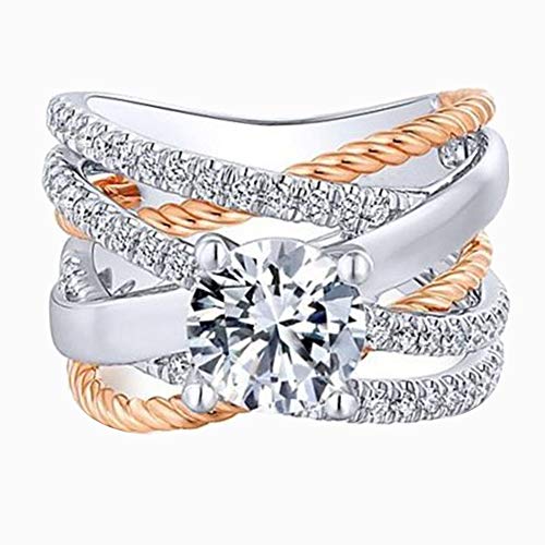 tbpersicwT Fashion Women Cross Dual Color Rhinestone Ring Engagement...