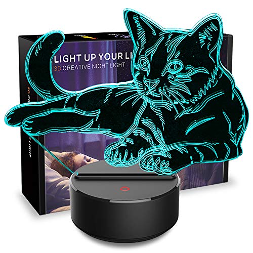 3D Night Light Pet Cat 3D Lamp Optical Illusion Nightlights Touch...