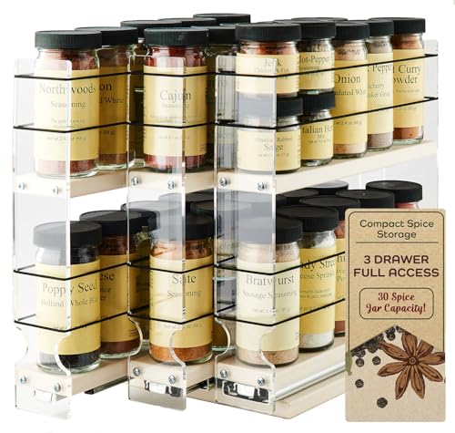 Vertical Spice Cabinet Mounted Spice Rack Organizer - 3 Drawers,30 Reg...