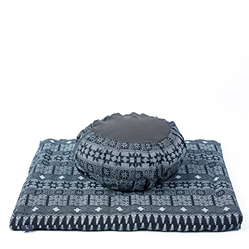 Leewadee Meditation Set with Covers – 1 Round Zafu Yoga Pillow and 1...