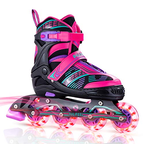 SULIFEEL Arigena 4 Size Adjustable Light up Inline Roller Skates for...