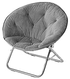 Urban Shop Faux Fur Saucer Chair, Grey, 29'X32'X22'