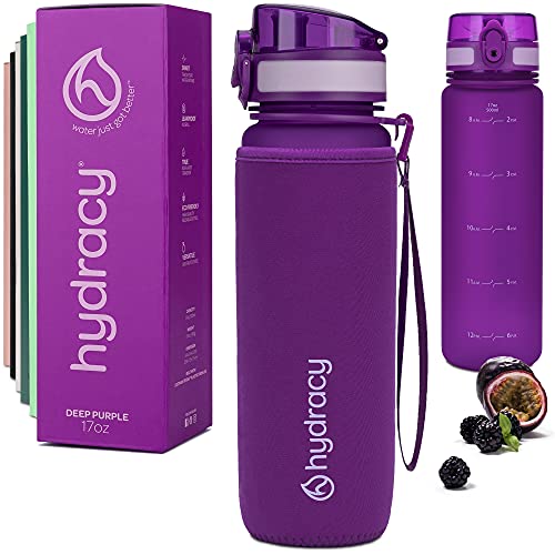 Hydracy Water Bottle with Time Marker - 500 ml 17 Oz BPA Free Water...