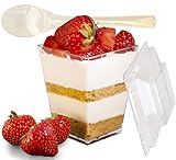 Mr.Foodie 30 Pack Dessert cups with lids and spoons - 5 oz Mini Clear...