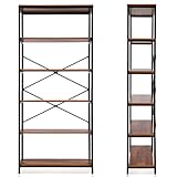 Himimi 5 Shelf Bookcase, 6 Feet Tall Bookshelf Industrial Style...