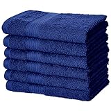 Amazon Basics Fade Resistant Cotton Washcloth, Navy Blue - Pack of 6