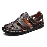 ZHShiny Mens Summer Casual Closed Toe Leather Sandals Outdoor...