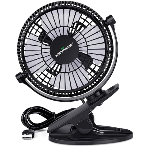 KEYNICE USB Desk Fan, 4 Inch Clip on Fan, 2 Speed USB Fan, 360°...