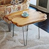WELLAND Natural Edge Coffee Table Small, Hairpin Coffee Table, Natural...