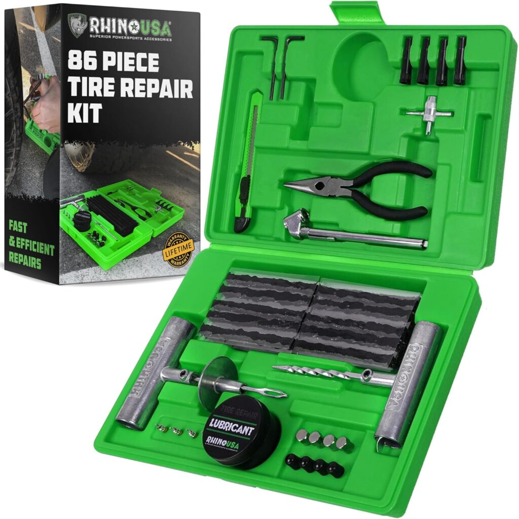 Rhino USA Compact Tire Repair Kit – Rugged and Portable for On-the-Go Repairs