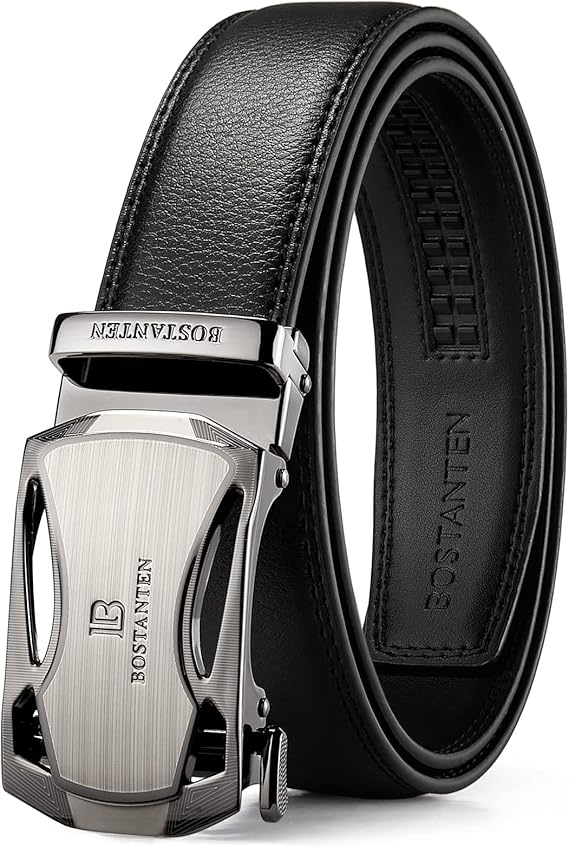 BOSTANTEN Men’s Ratchet Dress Belt – Automatic Sliding Buckle