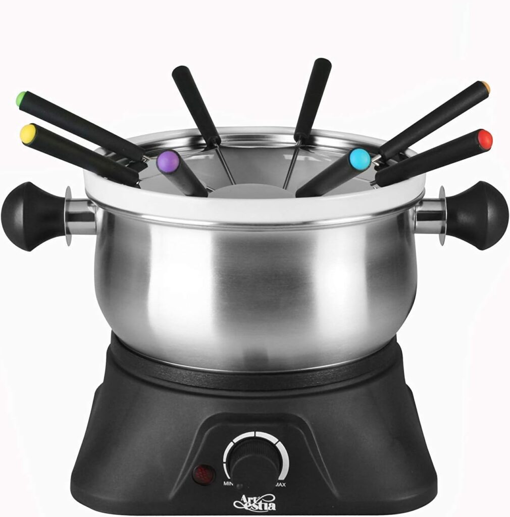 Artestia Stainless Steel Electric Fondue Pot – Dual-Pot Perfection